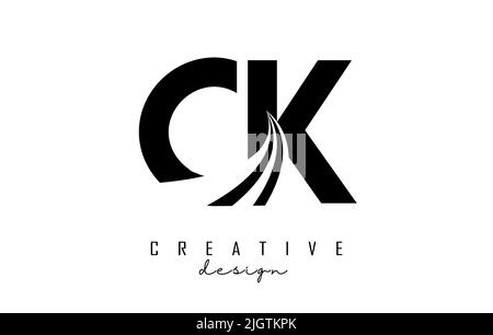 Kreatives, schwarzes CK c k Logo mit führenden Linien und Straßenkonzept. Buchstaben mit geometrischem Design. Vektorgrafik mit Buchstabe und Kreat Stock Vektor