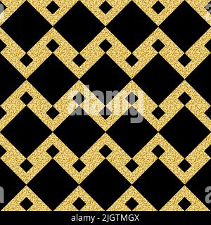 Gold quadratisch geometrische nahtlose Muster Gold schwarz Glitter Schimmer für Scrapbook-Design Stockfoto