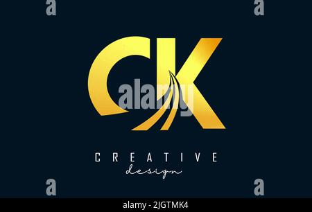 Kreatives CK c k Logo mit goldenem Buchstaben und Straßenkonzept. Buchstaben mit geometrischem Design. Vektorgrafik mit Buchstabe und Crea Stock Vektor