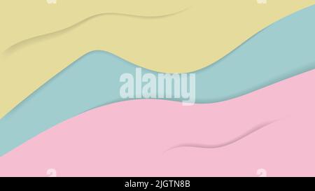 Abstrakt weiche Pinks und Blaupastell Sommer Hintergrund mit Papierwellen für Banner, Hintergrund, Poster oder Website-Design.3D Rendering, Multilayer Papier Stock Vektor