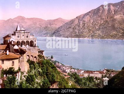 Madonna del Sasso, Orselina und Lago Maggiore, Locarno, Tessin, Schweiz 1890. Stockfoto