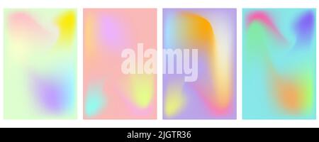 Pastell Soft Rainbow Gradient Satz von Vektor-Hintergrundvorlagen. Verschwommener, farbenfroher Hintergrund für Werbung und Banner Stock Vektor