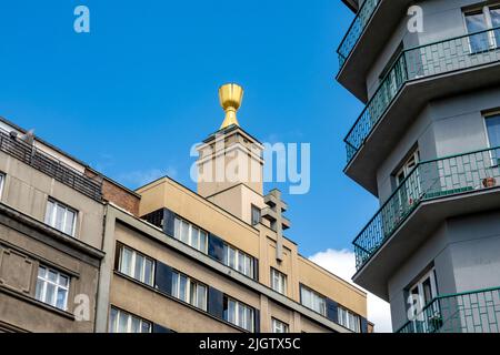 Das Hus Congregational House, oder Husův sbor, ist eine hussitische Kirche in der Farského Straße in Holešovice, Prag, Tschechische republik Stockfoto