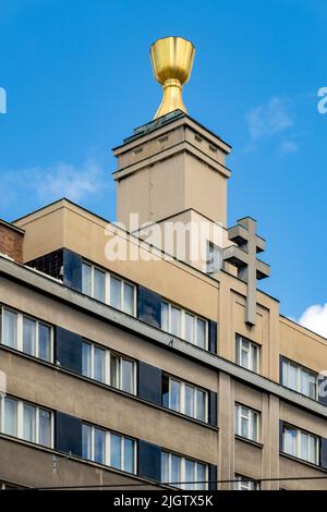 Das Hus Congregational House, oder Husův sbor, ist eine hussitische Kirche in der Farského Straße in Holešovice, Prag, Tschechische republik Stockfoto