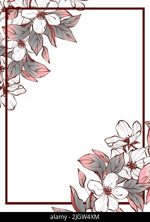 Karte mit Blumen, Blättern. Blumenposter, Einladung. Dekorative Grußkarte oder Einladung Design Hintergrund. Stockfoto