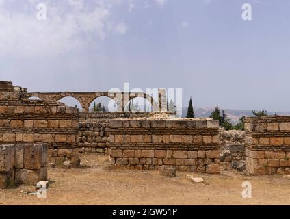 Ruinen der Umayyad Aanjar im Beeka-Tal, gouvernement Beqaa, Anjar, Libanon Stockfoto