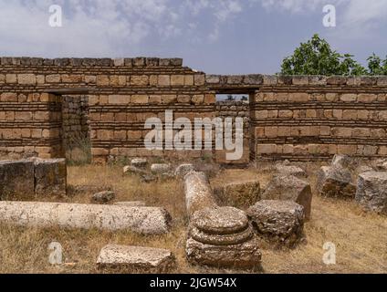 Ruinen der Umayyad Aanjar im Beeka-Tal, gouvernement Beqaa, Anjar, Libanon Stockfoto