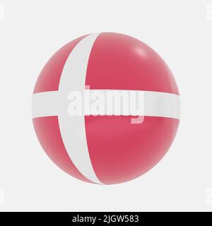 3D Darstellung des Globus in Dänemark Flagge für Ikone oder Symbol. Stockfoto