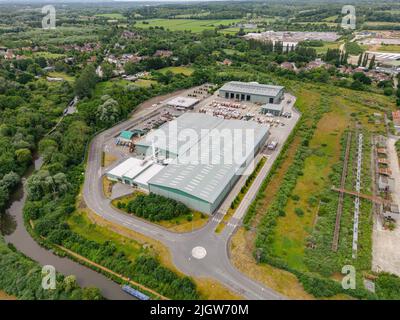 Luftansicht Des Recycling-Zentrums Von Padworth Stockfoto