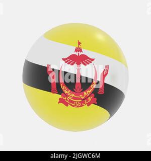 3D Darstellung des Globus in brunei-Flagge für Ikone oder Symbol. Stockfoto