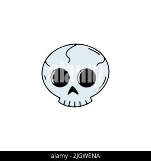 Handgezeichnete Linie Kunst Halloween Schädel Illustration isoliert auf weiß. Stock Vektor