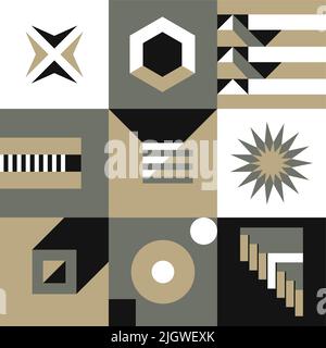 Quadrate mit abstrakten minimalistischen Formen Vektor Stock Vektor