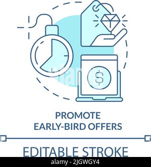 Förderung der frühen Vogel bietet türkisfarbene Konzept Symbol Stock Vektor