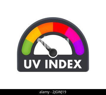 UV-Index Ebene Sonne. Zahlen Sonnenschutz. Vektorgrafik. Stock Vektor