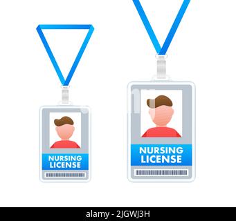Lizenz Arzt, Krankenschwester. Symbol für die ID-Karte. Medizinische Karte. Vektorgrafik. Stock Vektor