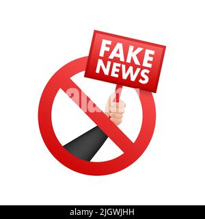 Fake News auf Stop-Sign, elektronischen Internet-Betrug. Vektorgrafik. Stock Vektor