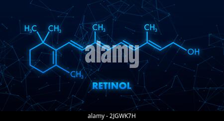 Symbol mit Netzhautformel. Retinal True Vitamin A , Formel C20H30O Stock Vektor