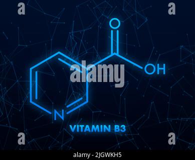 Vitamin-B3-Formel. Vektor-isolierte Illustration. Designelement Stock Vektor