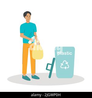 Man throws garbage into container Stock Vektor