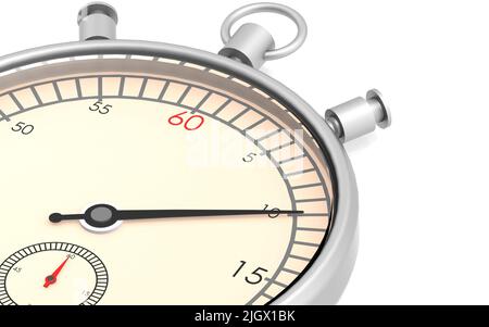Stoppuhr mit 10 min links, 3D Rendering Stockfoto