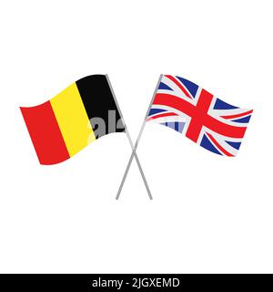 Belgische und britische Flaggen Vektor isoliert auf weißem Hintergrund Stock Vektor