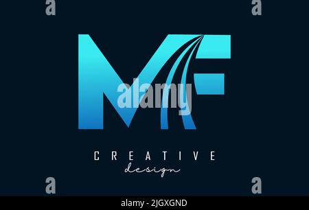 Kreatives, blaues MF m f-Logo mit führenden Linien und Straßenkonzept. Buchstaben mit geometrischem Design. Vektor-Illustration mit Brief und Kreati Stock Vektor
