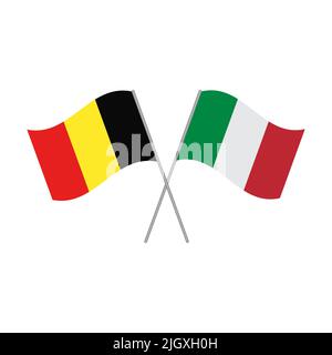 Belgien und Italien Flaggen Vektor isoliert auf weißem Hintergrund Stock Vektor
