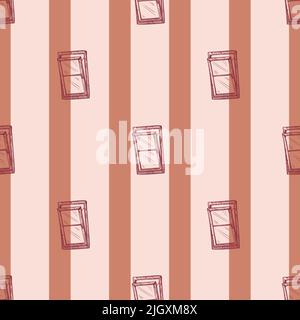 Fenster lehnen sich nach vorne graviert nahtloses Muster. Handgezeichnetes Glasfenster im Retro-Stil. Skizzenstruktur für Stoff, Tapete, Textil, Print, Titel Stock Vektor