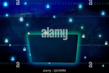 Cyber-Kriminalität, konzeptuelles Bild von einem modernen Laptop - Stock Foto Stockfoto