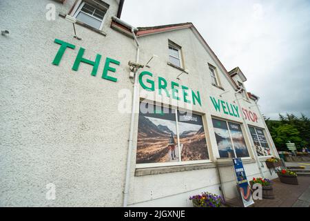 Der Green Welly Stop, Tankstellen, Restaurants und Raststellen auf der A82 in Tyndrum, Schottland, Großbritannien Stockfoto