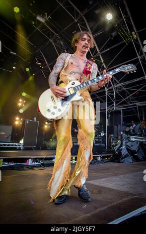 Justin Hawkins of the Darkness, live beim Cornbury Festival 2022. Stockfoto