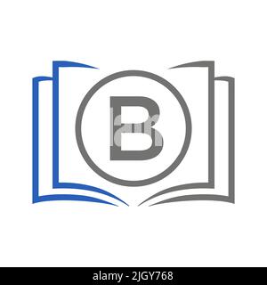 Bildungslogo auf Vorlage für Buchstabe B. Open Book Logo auf B Letter, Initial Educational Sign Concept Template Stock Vektor