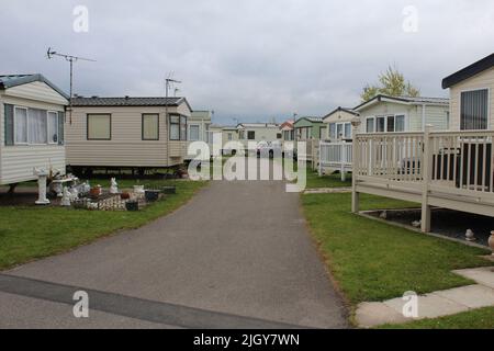 Caravan Park in Nordwales. Stockfoto