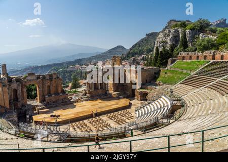 Ein Blick in die Stadt Taormina Sizilien Stockfoto