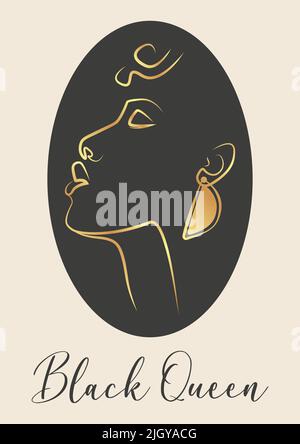 Kontinuierliche Linie Zeichnung goldene Illustration Frau Stock Vektor