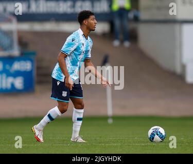 13.. Juli 2022, Dens Park, Dundee, Schottland: Vor der Saison freundlicher Fußball, Dundee gegen Blackburn Rovers; Dundee-Triallist Callum Rowe Stockfoto