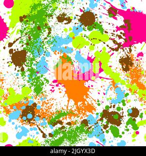 Vektor-Nahtloses Muster mit Tintenblots und Pinselstrichen. Bunte kreative künstlerische Hintergrund in Regenbogenfarben. Vektorgrafik Stock Vektor