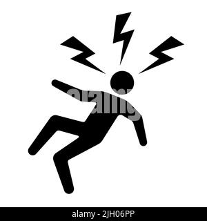 Vektorsymbol für elektrischen Schlag auf weißem Hintergrund isoliert Stock Vektor