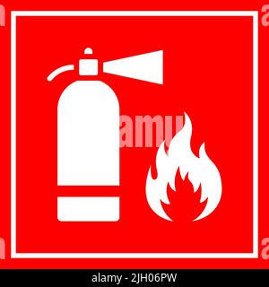 Rote Vektor-Banner-Illustration für Brandschutz isoliert auf weißem Hintergrund Stock Vektor
