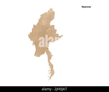 Alte Vintage Papier strukturierte Karte von Myanmar Land - Vektor-Illustration Stock Vektor