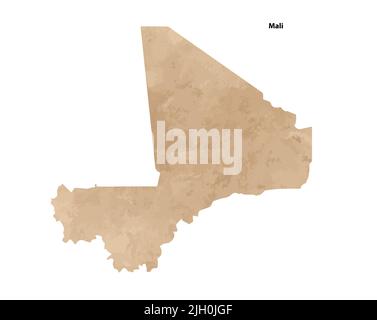 Alte Vintage Papier strukturierte Karte von Mali Land - Vektor-Illustration Stock Vektor