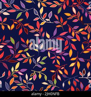 Modisch gefärbte Blätter stilisierten nahtlosen Muster. Vektorgrafik. Eps10. Perfekt für Textilien, Tapeten, Stoffe und Modedrucke. Stock Vektor
