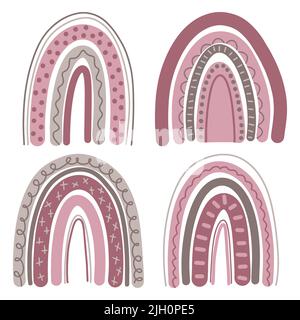 Boho-Stil Regenbogen für Kinderzimmer Wanddekoration. Einfache Doodle Vektor handgezeichnete Bogen Illustration. Skandinavischer Regenbogen für Druck, Stoff Stock Vektor