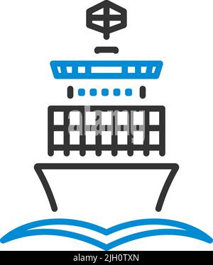 Symbol „Container Ship“. Editierbare Fett Formatigte Kontur Mit Farbfüllungsdesign. Vektorgrafik. Stock Vektor