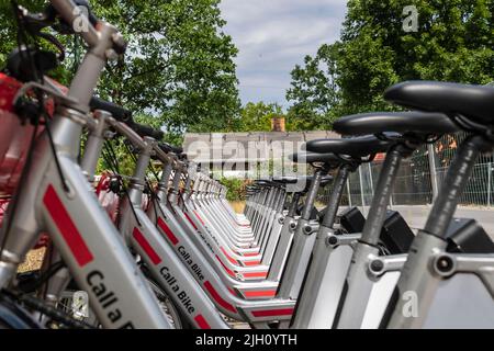 Deutschland , 13.07.2022 , Berlin Fangschleuse , Fahrräder des neuen Mobilitätsangebots der DB Call a Bike Stockfoto