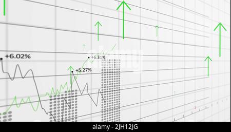 Abbildung der Pfeile über der Verarbeitung von Finanzdaten Stockfoto