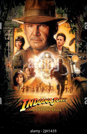 BLANCHETT, FORD, LABEOUF, ALLEN, POSTER, INDIANA JONES UND DAS KÖNIGREICH DES KRISTALLSCHÄDELS, 2008 Stockfoto