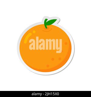 Reife orange Frucht Cliparts Symbol mit Blatt. Stock Vektor