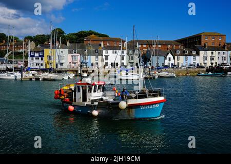 Weymouth Harbour und Cottages, Dorset, England Stockfoto