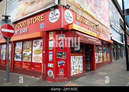 Immigrant Food Stores und Halal Food Shop london Road Liverpool England Großbritannien Stockfoto